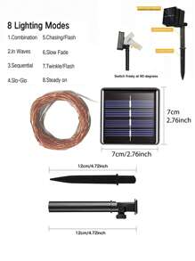 50/100/150/200/300LEDs Solar Led Lights Outdoor Waterproof, Solar Fairy LED String Lights With Copper Wire 8 Modes Solar String Lights For Outside Garden Patio Wedding Party(Warm White/Multicolor/White/Red/Pink/Blue) Halloween Decor Fall Decor Christmas Decor House Decor Outdoor Decor - Black - View 10