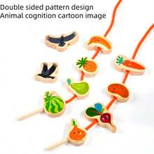Blocs de construction en bois pour enfants avec épouvantail à corde d'équilibre. Jeu d'empilement de légumes amusant pour l'éducation précoce. Jouet de puzzle avec corde à porter. Jeu d'équilibre d'épouvantail en bois pour le développement de l'intelligence et l'interaction parent-enfant