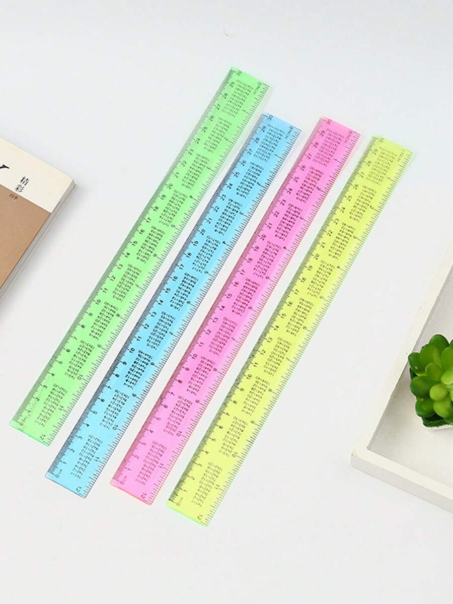 Back To School Season, Multiplication Table Ruler 30cm Ruler, Colorful Ruler, Plastic Ruler, School Ruler, Creative Stationery Ruler, Student Measuring Ruler Tool, Easy To Carry, With Inch And Centimeter Scale, School Supplies, Back To School Season, Suitable For School, Home Or Office, Plastic Ruler, Multiple Colors.