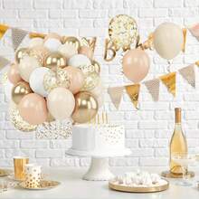 46 peças/Conjunto Kit de Balões Creme e Dourado Champanhe, Balões de Látex Vintage Branco Creme de 10 Polegadas com Glitter Dourado Champanhe Metálico, Adequado para Decoração de Aniversário, Casamento, Chá de Panela, Balões Temáticos, Guirlanda de Balões Reutilizável, Balões de Feriado, Decorações de Aniversário, Montagem de Festa Elegante, Combo de Balões de Alta Qualidade, Essencial para Organizadores de Eventos e Festas - Multicolorido - Visão 7