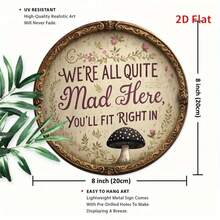2D Flat Printing, One Piece Of Room Decoration, Vintage Unique "Everything Here Is Crazy" Retro Metal Sign - 7.8X7.8 Inches Iron Round Wall Art, Suitable For Home Bedrooms, Cafes, Offices, Seaside Villas Or Backyards - 1PC - 查看 2