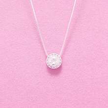 Fashion Women's Necklace, Colorful Round Pendant Inlaid With Imported Zirconia, 925 Silver Or 18K Gold Plated - Branco (prata) - 查看 2