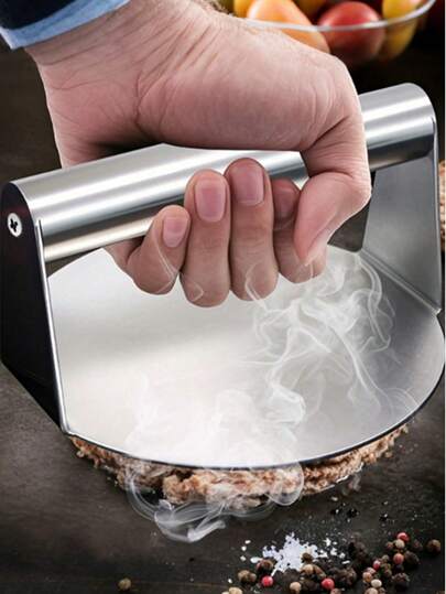 1pc Burger Press - Stainless Steel Hamburger Meat Press, 6in Circular Steak Meat Press - Non-Stick, For Burgers, Sliders & Regular Beef - Perfect For BBQ & Kitchen Use - Great Gift For Grill Masters & Foodies