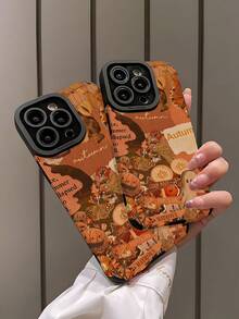 1pc Fashionable Retro Striped Pattern Faux Leather Shockproof Anti-Fingerprint Phone Case, Compatible With Apple And Models - Multicolor - View 5