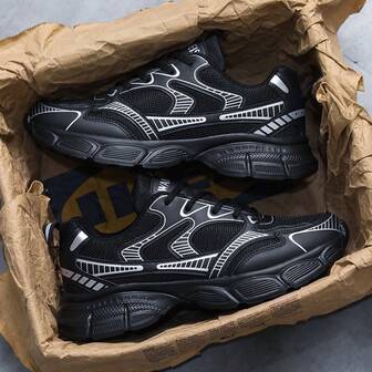 WANWEISI Men's Gradient Laser Pattern Sports Shoes - Breathable Mesh And EVA Sole, Comfortable Low-Top Lace-Up Running Sneakers, Multi-Purpose Casual, Breathable And Durable, Suitable For Running, Hiking, Outdoor And Daily Wear, Gym Wear - Available In Silver, White, Black