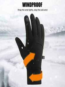 Unisex cykelhandskar för utomhusbruk, halkfria, pekskärmskompatibel, vattentät, vindtät, varm för sport, vinterskidåkning