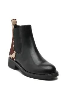 RevReaL Damskie botki Chelsea z nadrukiem krowy, w stylu western, eleganckie, na co dzień ... - Czarne - Zobacz 2