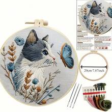 1 Bộ dụng cụ thêu thủ công mới, Bộ sưu tập mèo tự làm đơn giản dành cho người mới bắt đầu, Trang trí nhà cửa, Quà tặng Giáng sinh - Nhiều màu - Xem 3