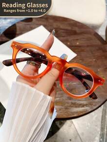 1 件弹簧铰链猫眼复古老花镜，透明镜片电脑阅读器，放大倍数 +1.0 至 +4.0，男女皆宜 - 透明 - 查看 11