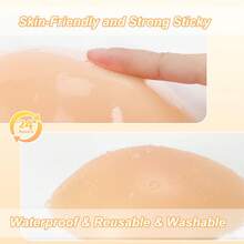 隐形粘合聚拢硅胶胸罩，粘性无肩带胸罩，带透明吊带颈带，适合露背连衣裙/上衣 - 彩色 - 查看 6