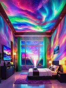 1pc LED Creative Northern Lights Projection Light, Colorful Dynamic Lighting Effects, Milky Way Starry Atmosphere Light, USB Powered, Couples Holiday Gift, Family Gathering, Event Decorative Light, Suitable For Bedroom, Living Room, Game Room, Party, Birthday