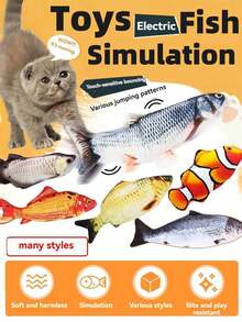 1件电动摇摆鱼猫玩具电动鱼仿真跳猫自娱神器磨牙耐咬猫玩具幼猫无聊玩宠物用品 - 彩色 - 查看 5