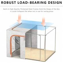 Grandi Scatole Portaoggetti in Tessuto, 66l, 3 Pezzi - Beige - Visualizzare 4