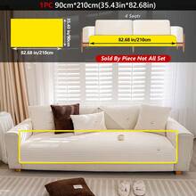 1PC Flannel Pinstripe Labeled Sofa Cushion - Non-Slip Pet-Friendly Seat Pad For 1/2/3/4-Seater Modular Sectionals, Minimalist Premium Cover With Multi-Size & Color Options