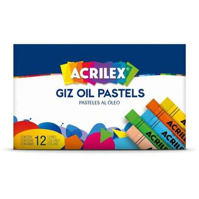 Giz Pastel Oleoso 12 Cores Estojo para USO Artístico