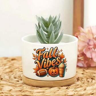 Outside Vase Fall Gift - Decorative Ceramic Planters For Indoor Plants, Small Succulent Pots With Drainage, And Plant Stand For Plant Lovers - Ideal For Home Decor, Living Room, And Balcony. Also A Great Choice As Birthday Gifts, Christmas Gifts For Women, Or Mother's Day Gifts.