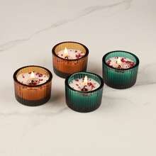 1/4pcs High-End Glass Aromatherapy Candle Set Gift Box, Made Of A Mixture Of Glass Wax, Soy Wax, And Beeswax, Suitable For Wedding Venues, Halloween Holiday Venues, Restaurants, Living Rooms, Yoga Studios, Meditation, Birthday Candles, Mother's Day Gifts, Valentine's Day Gifts, Birthday Gifts, Adult Gifts, Wedding Candles, Home Decoration, Room Decoration, Wedding Gifts, And Souvenirs