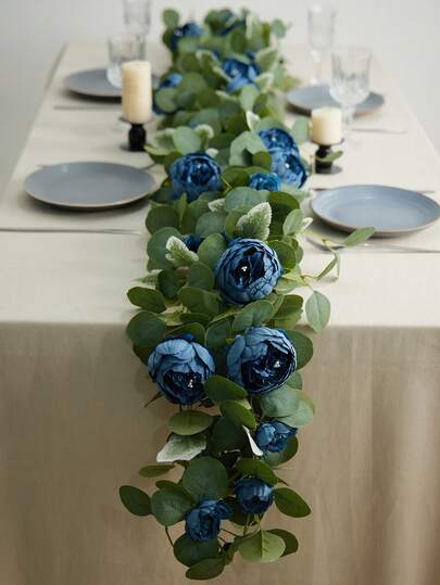 1pc Plastic Artificial Flower Vine, Modern Artificial Flower Wreath, Suitable For Wedding, Home Decor, Valentine's Day, Gifts