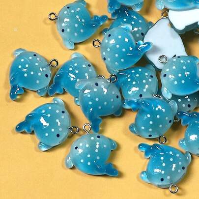 10/20 piezas Encantos lindos de ballena azul y tiburón, colgantes de resina de animales marinos para hacer joyas DIY, pulsera, collar, llavero, suministros de manualidades para regalo de vacaciones