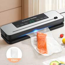 Senmeo 2025 Powerful Vacuum Sealer Machine | Compact Design | One-Touch Automatic | Seal In 10-20 Seconds | Dry, Moist, Wet, And Cold Modes | With 10 Vacuum Bags & Built-In Cutter (Grey) - US A Type Plug(110-127V) - View 9
