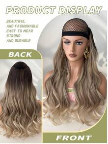 夹式接发 V 形渐变色 24 英寸长自然波浪波浪形合成假发耐热纤维合成假发适合女士女孩派对日常使用