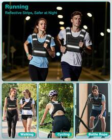 Weighted Vests For Women Men 8/12/16/20 Lb With Storage Pockets Reflective Stripe For Running Walking Workout Strength Training Fitness Gym - 12lb - View 9