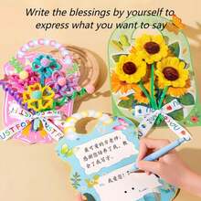Handmade DIY Flower Greeting Cards, Festival Gift Cards. The Back Of The Cards Can Be Customized With Blessings. Suitable For Birthday, Mother's Day, Father's Day, Valentine's Day And Other Festivals. Three Sets Are Available.