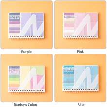 Multi-Functional Notebook Combination Set, Four-In-One Notebook With Sticky Notes, Index Stickers And Horizontal Lines, Loose-Leaf Book Waterproof Cover, Back To School And Office - Purple - View 7