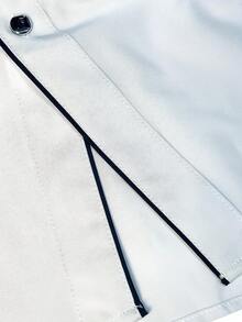 Men's Contrast Trim Long Sleeve Formal Shirt, For Fall - White - View 5