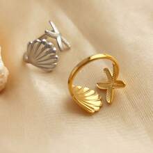 New 18K Stainless Steel Fashion Ring, The Opening Design Can Be Adjusted In Size - 13-prata - View 2
