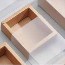 3/6/12/24 Juegos de Cajas de Regalo de Papel Kraft con Funda de PVC, Caja de Almacenamiento de Embalaje de Regalo Rectangular, BurlyWood, Desplegado: 9.41x9.33x0.02 pulgadas, Caja: 3.27x3.27x1.26 pulgadas, Tamaño Interior: 2.65x2.65x1.18 pulgadas (Hay una película protectora resistente a los arañazos en el estuche transparente, que debe pelarse antes de su uso.)