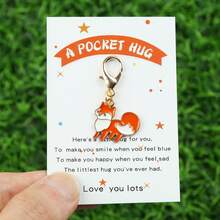1pc/2pcs/5pcs Fox & Daisy Keychains With "A POCKET HUG" Comfort Card - Cute Animal Keychain, Ideal For Birthday, Wedding,Cheer-Up & Friendship S,Perfect For Friend,Family,Daily Bag Charms And Backpack Decoration,Suitable For Men And Women. Halloween Accessories Teachers Day Christmas Gift Ideas Bag Accessories Lanyards With Id Holder Car Accessories