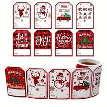 200 peças/500 peças Rolo 6cm x 4cm Etiquetas Adesivas de Natal, Decorações de Presente de Feriado para Artesanato DIY, Cartões, Scrapbooking [Padrões Festivos, Retangulares] [Adesivos para Embrulho de Presente de Natal]