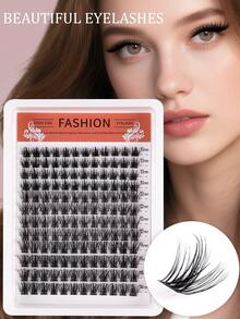 110pcs False Eyelash Clusters, DIY Eyelash Extension - Premium D-Curl Fluffy Natural Lash Clusters For Eyelash Extension, Reusable, Lightweight, Easy To Apply - False Eyelash Clusters, Individual False Lashes - Black - View 9