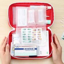 Necessaire De Primeiros Socorros Portátil Para Viagens Ao Ar Livre , Bolsa De Transporte De Medicamentos - envio imediato - Vermelho - Visão 3
