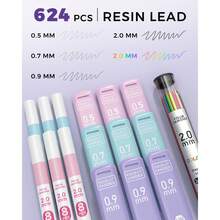 Four Candies 36PCS Aesthetic School Supplies, Mechanical Pencil Set 0.5mm, 0.7mm, 0.9mm & 2.0mm With 624 Lead Refills, Back To School Supplies For Writing & Drawing, Ideal Stationary Set Gift