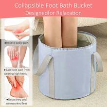 Foldable Foot Soak Bucket, Travel Portable Insulated Foot Bath Basin, Tall Enough For Calves, Multi-Function Home Foot Soak Bag