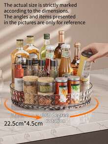 1 pieza Estante giratorio minimalista para especias, organizador multifuncional de acrílico para condimentos, salsas, vinagre, plato de frutas de sobremesa, organizador de cocina - Multicolor - Ver 1