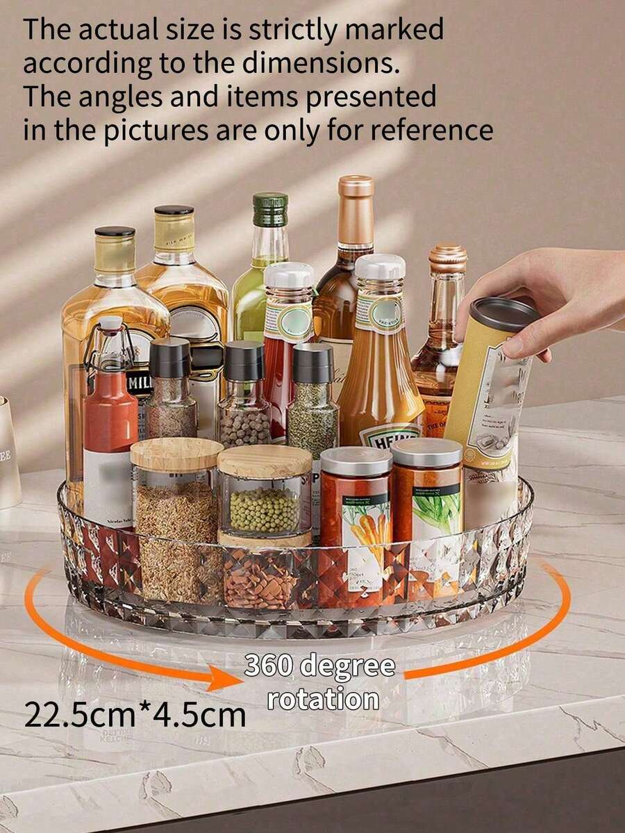 1 pieza Estante giratorio minimalista para especias, organizador multifuncional de acrílico para condimentos, salsas, vinagre, plato de frutas de sobremesa, organizador de cocina - Multicolor - Ver 1