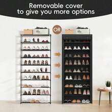 6/10 层鞋柜带防尘罩，无纺布节省空间鞋架，容量大，易于组装，便携式鞋柜，适用于各种场景，如入口、储物架、家庭和宿舍储物、鞋子收纳盒、鞋子收纳、鞋柜、房间装饰、架子、搁板、简约、春假、波西米亚风、高档风格、母亲节 - 彩色 - 查看 5