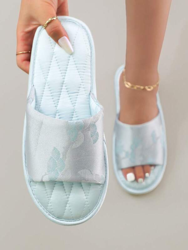 Elegante neue chinesische Stil bestickte Satin Offene Zehe Bequeme Damen Hausschuhe, rutschfest