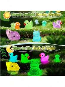 20pcs Surprise Mini Game Blind Bags, Mystery Bags, Realistic Mini Food Mini Mystery Bags, Various Mini Food Models, For Phone Case Decor, Party Favors, Birthday Gifts, Dollhouse Decor, Glowing Small Animals, Fruits, Glowing Turtles - Transparent Multicolor - View 3