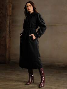 Risissida Women's Long Lightweight Trench Coat With Belt - Fashionable And Versatile Commuter Jacket, Suitable For Autumn/Winter, Casual And Stylish Outerwear - Black - View 5