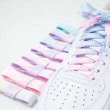 1 Paar mehrfarbige Seidenschnürsenkel, Bonbonfarben-Farbverlauf, vielseitig einsetzbare Schnürsenkel