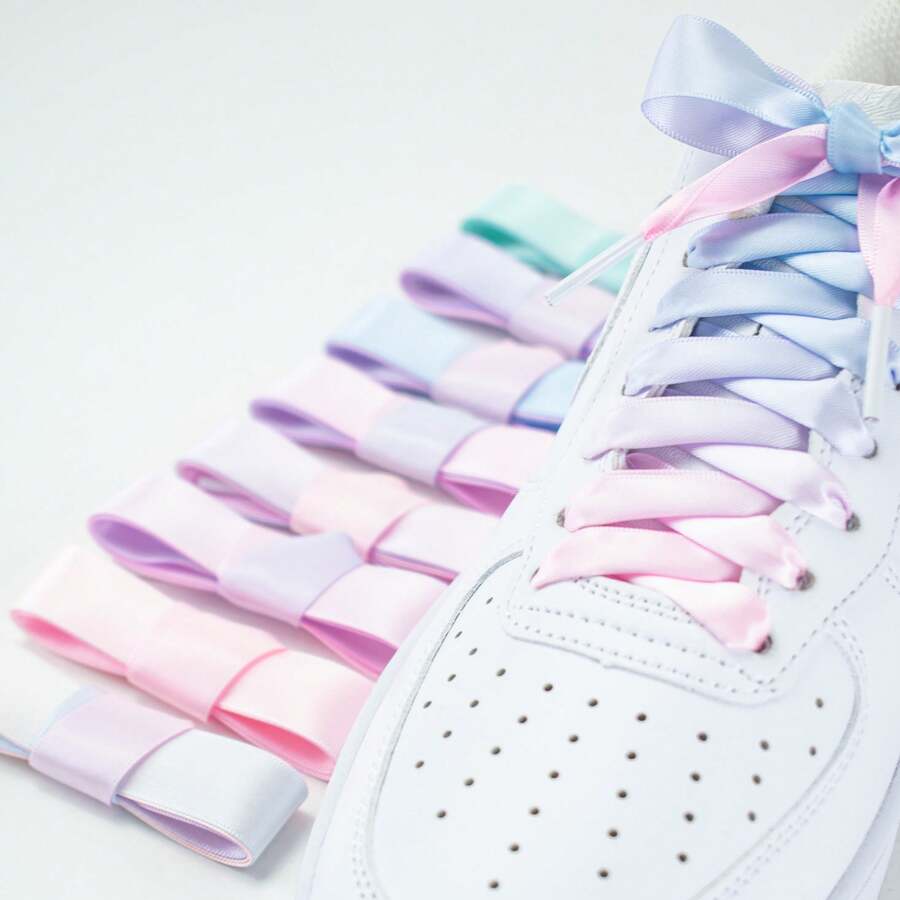 1 Paar mehrfarbige Seidenschnürsenkel, Bonbonfarben-Farbverlauf, vielseitig einsetzbare Schnürsenkel