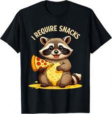 Funny Raccoon, I Require Snacks T-Shirt - 黑色 - 查看 1
