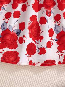 Girls Spring/Autumn New Fashion Ruffle Trim Jacket Paired With Cute Butterfly & Flower Print Sleeveless Dress 2 Pieces Set - Red - View 7