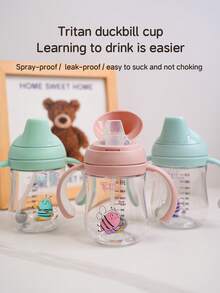 1pc Kids Tritan Duck Beak Water Bottle With Handle