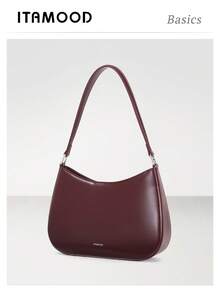 ITAMOOD Luxuriöse, leise Echtleder-Umhängetasche mit breiten Schulterriemen, inspiriert vom Original-Designer, leichte Business-Lässig Handtasche in Weinrot mit großer Kapazität, minimalistisch, vintage, elegant mit Magnetverschluss, Schultertasche für den Herbst, Modische Damentaschen, Shopper für Damen