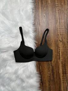 黑色深 V 柔软舒适无钢圈文胸，适合小胸围，提升和增强乳沟，缩小文胸 - 黑色 - 查看 7